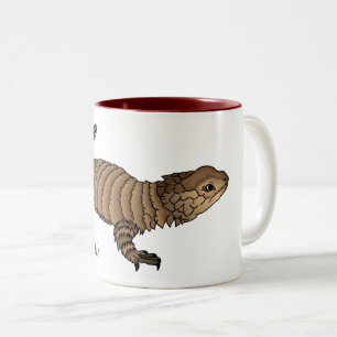 Caneca De Café Em Dois Tons Ilustração de desenho de lagarto girado por Armadi