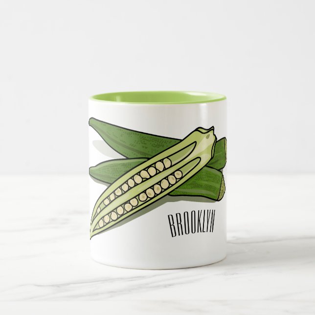 Caneca De Café Em Dois Tons Ilustração de desenho de Okra (Centro)