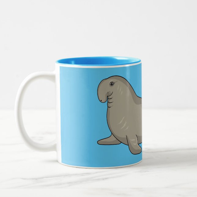 Caneca De Café Em Dois Tons Ilustração de desenho do selo elefante (Esquerda)
