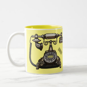 Caneca De Café Em Dois Tons Ilustração de desenho telefônico
