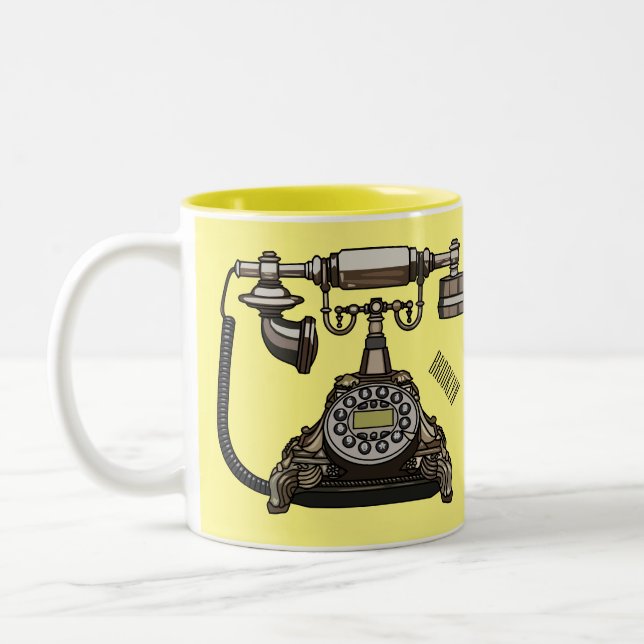 Caneca De Café Em Dois Tons Ilustração de desenho telefônico (Esquerda)