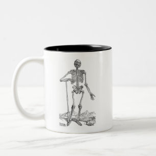 Caneca De Café Em Dois Tons Ilustração de esqueleto de escavação