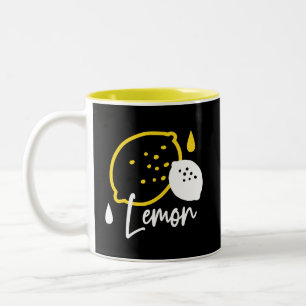 Caneca De Café Em Dois Tons Ilustração de Limão de abstrato - Citrinos frescos