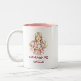 Caneca De Café Em Dois Tons Ilustração de Menina Fofa Amante de Café