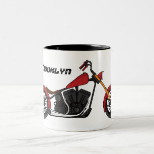 Caneca De Café Em Dois Tons Ilustração de moto estilo Chopper