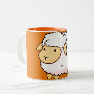 Caneca De Café Em Dois Tons Ilustração de Ovinos Brancos