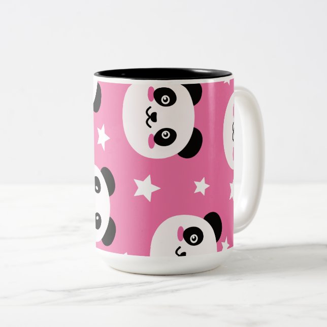 Caneca De Café Em Dois Tons Ilustração de Panda Arte (Frente Esquerda)