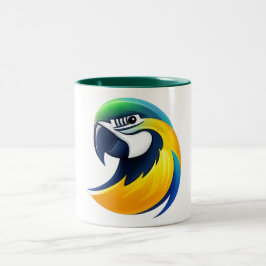 Caneca De Café Em Dois Tons Ilustração de Papagaio Tropical