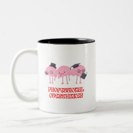 Caneca De Café Em Dois Tons Ilustração de Personagem de Cérebro Divertido