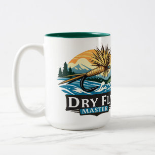 Caneca De Café Em Dois Tons Ilustração de pesca com isca artificial estilo log