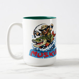 Caneca De Café Em Dois Tons Ilustração de Pesca de Muskídeo – Anjo da Pesca a