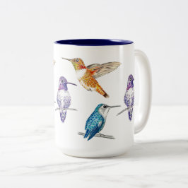 Caneca De Café Em Dois Tons Ilustração de Trio Hummingbird