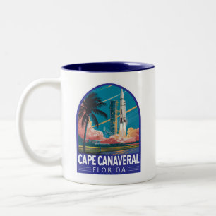 Caneca De Café Em Dois Tons Ilustração de viagem de arte do Cabo Canaveral Fló
