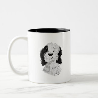 Caneca De Café Em Dois Tons Ilustração desenhada à mão de Sheepadoodle