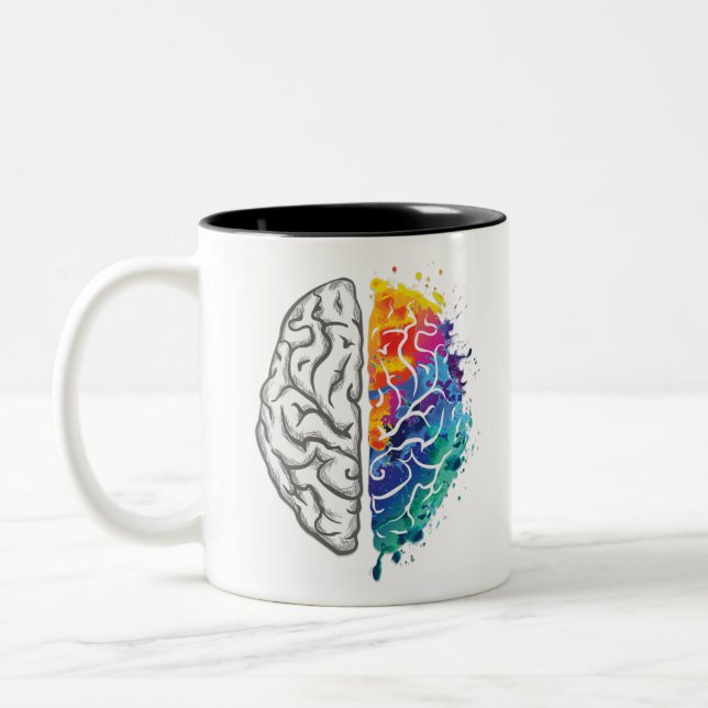 Caneca De Café Em Dois Tons ilustração do cérebro humano (Esquerda)