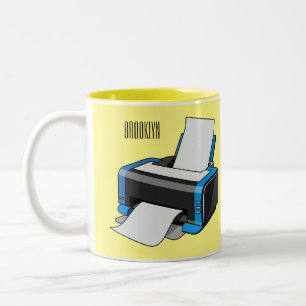 Caneca De Café Em Dois Tons Ilustração do desenho da impressora