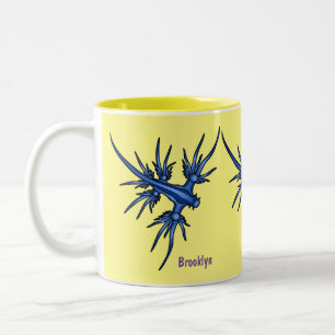 Caneca De Café Em Dois Tons Ilustração do dragão azul de lesma marinha