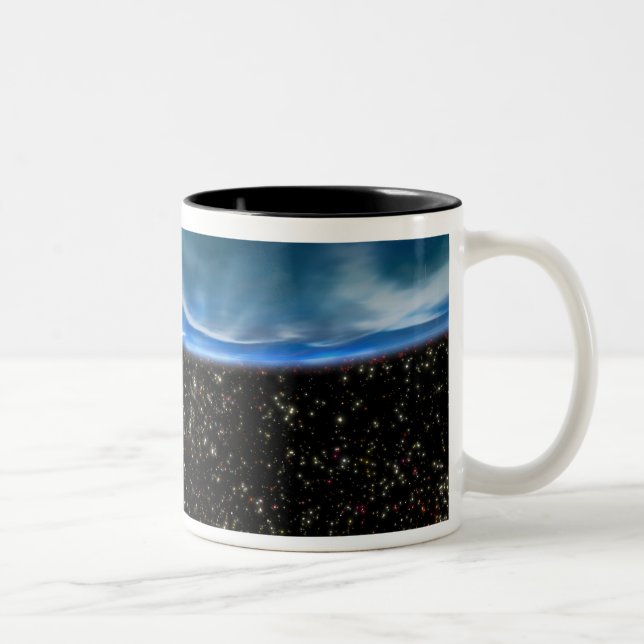 Caneca De Café Em Dois Tons Ilustração do horizonte da Terra (Direita)