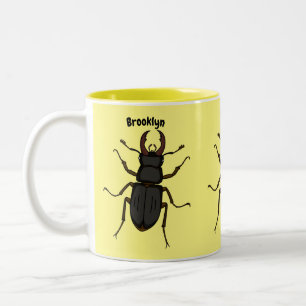 Caneca De Café Em Dois Tons Ilustração do inseto do besouro do Stag