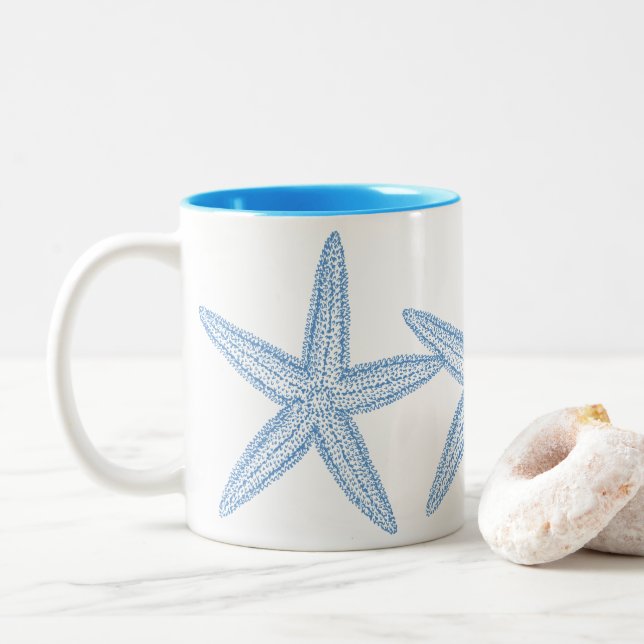 CANECA DE CAFÉ EM DOIS TONS ILUSTRAÇÃO DO PEIXE AZUL (Com Donut)
