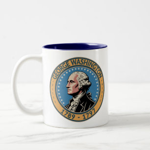 Caneca De Café Em Dois Tons Ilustração do Presidente dos EUA George Washington