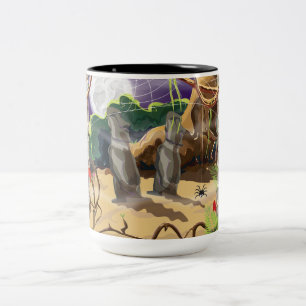 Caneca De Café Em Dois Tons Ilustração do Templo Oculto da Floresta Tropical