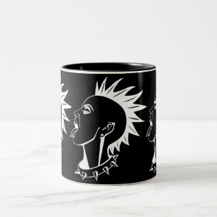 CANECA DE CAFÉ EM DOIS TONS ILUSTRAÇÃO MODERNA DO PUNK FEMININO MODERNO GRÁ