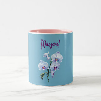 Caneca De Café Em Dois Tons Ilustração Orquídea
