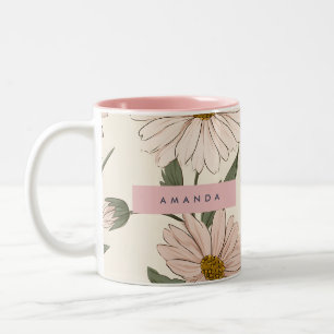 Caneca De Café Em Dois Tons Ilustração Personalizada de Margarida Rosa Delicad