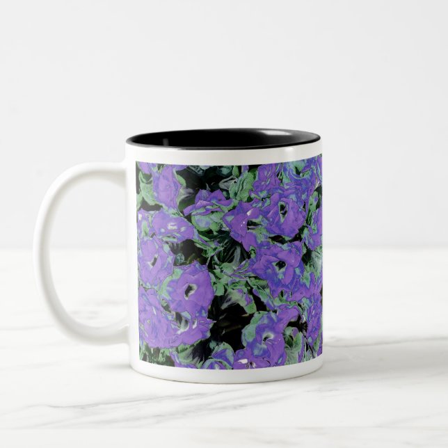 Caneca De Café Em Dois Tons Ilustração Planta de Kalanchoe Roxo (Esquerda)