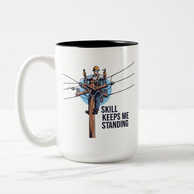 Caneca De Café Em Dois Tons Ilustração Profissional de Lineman (Esquerda)