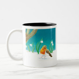 Caneca De Café Em Dois Tons Ilustração Red Robin Bird