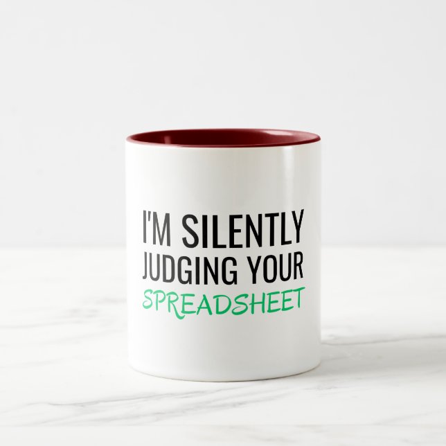 Caneca De Café Em Dois Tons I'm Silently Judging Your Spreadsheet (Centro)