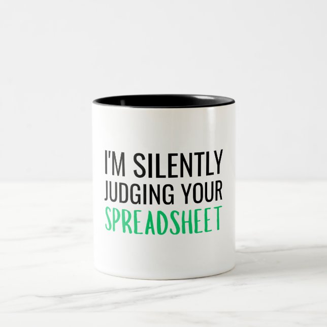 Caneca De Café Em Dois Tons I'm Silently Judging Your Spreadsheet (Centro)
