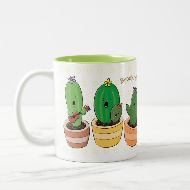 Caneca De Café Em Dois Tons Imagem de desenho animado cacto cacto cacto cáusti (Esquerda)