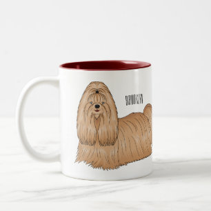 Caneca De Café Em Dois Tons Imagem de desenho animado de cabelos longos Shih t