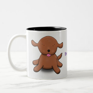 Caneca De Café Em Dois Tons Imagem de desenho animado de cachorro feliz e boni