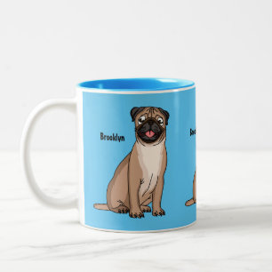 Caneca De Café Em Dois Tons Imagem de desenho animado de cachorro feliz e engr