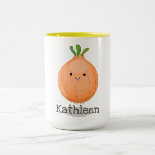 Caneca De Café Em Dois Tons Imagem de desenho animado de cebola castanho-branc