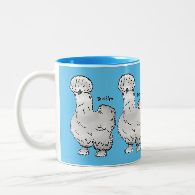 Caneca De Café Em Dois Tons Imagem de desenho animado de frango Silkie (Esquerda)