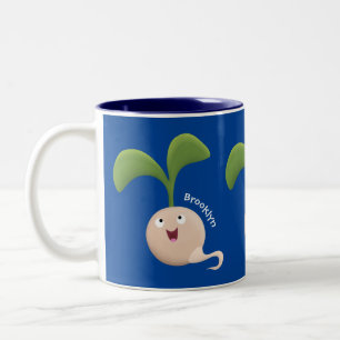 Caneca De Café Em Dois Tons Imagem de desenho animado de sementes felizes e bo