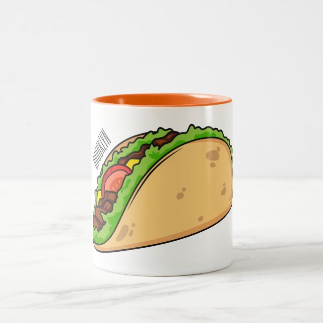 Caneca De Café Em Dois Tons Imagem de desenho animado do Taco (Centro)