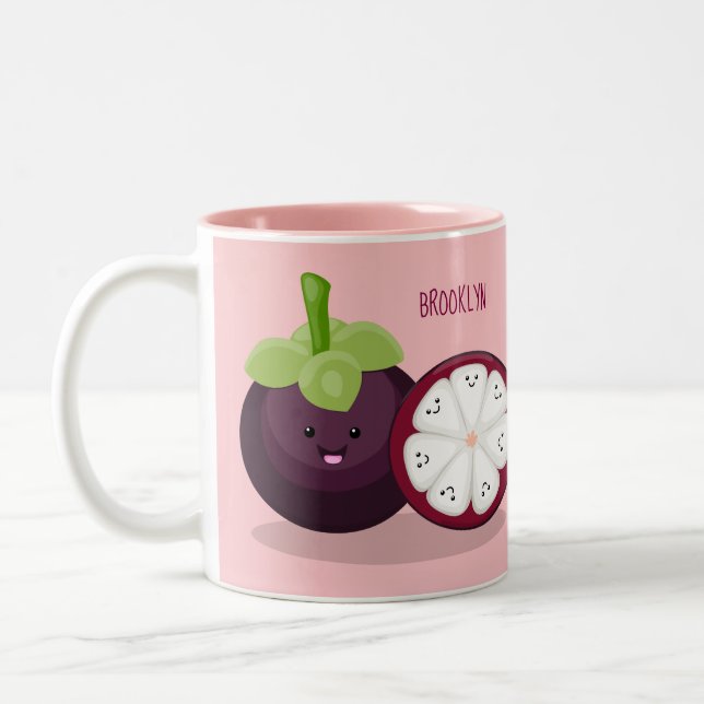 Caneca De Café Em Dois Tons Imagem de desenho animado roxo e bonito (Esquerda)
