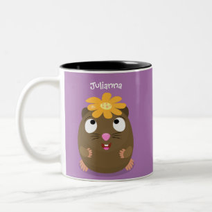 Caneca De Café Em Dois Tons Imagem de desenhos animados felizes da cobaia