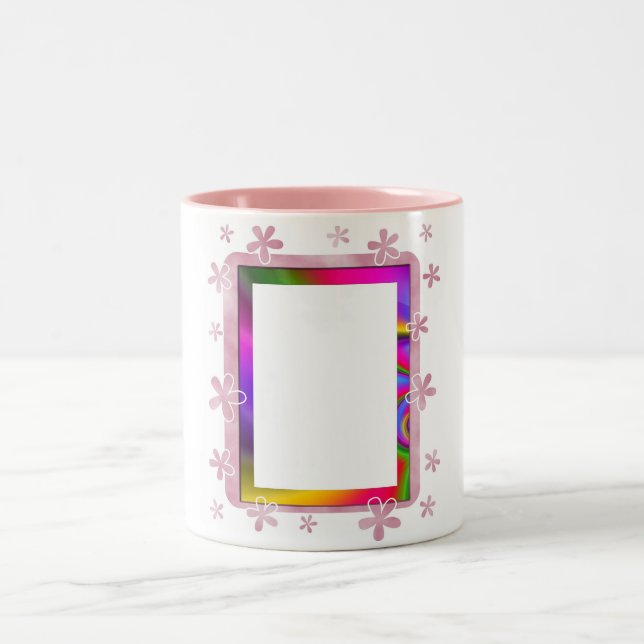 CANECA DE CAFÉ EM DOIS TONS IMAGEM DE FOTOS FLORAL (Centro)