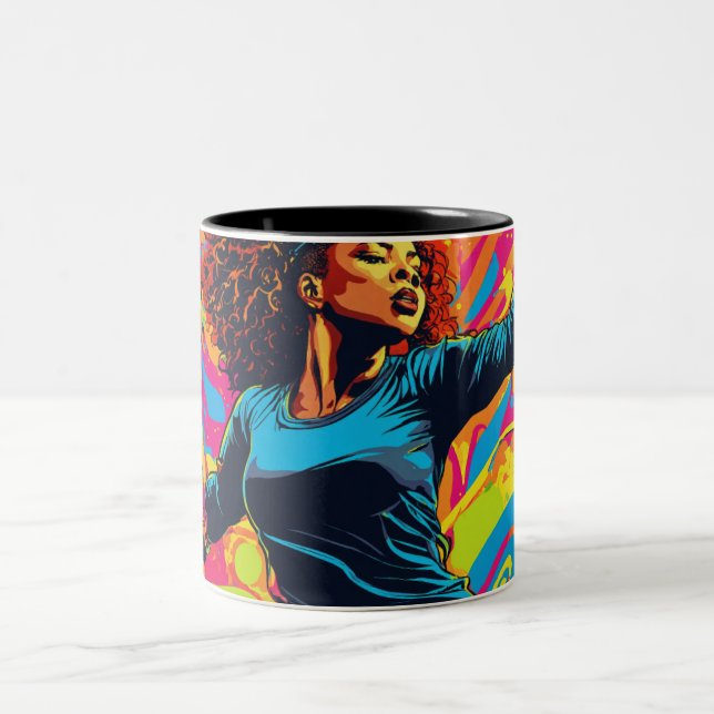 Caneca De Café Em Dois Tons Imagem de Menina Confiante Brilhante (Centro)