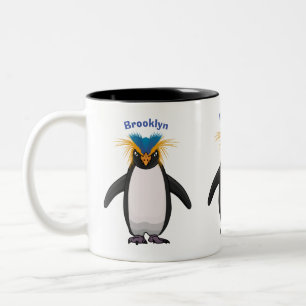 Caneca De Café Em Dois Tons Imagem do desenho animado de pinguim macarrão-bran