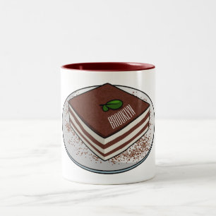 Caneca De Café Em Dois Tons Imagem do desenho do bolo Tiramisu