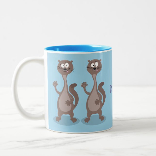 Caneca De Café Em Dois Tons Imagem engraçada de desenho animado (Esquerda)