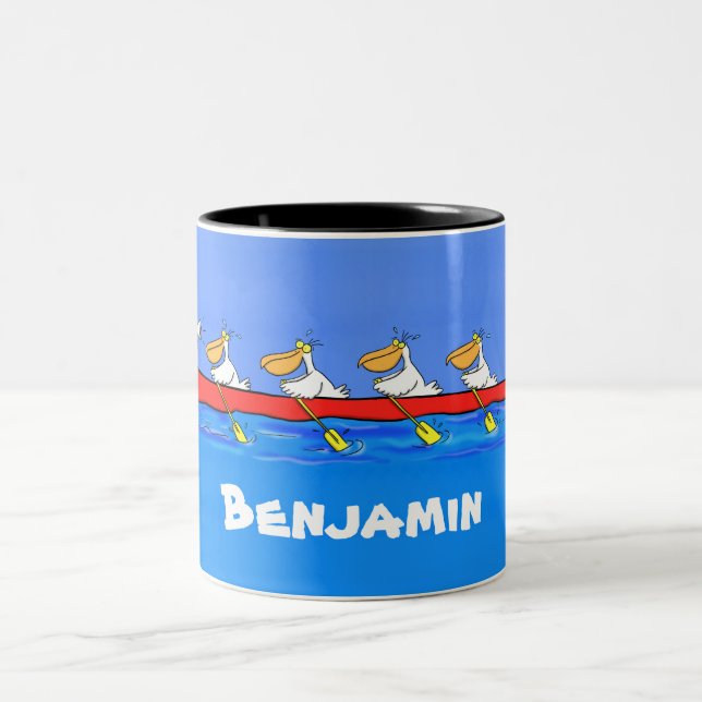 Caneca De Café Em Dois Tons Imagem engraçada de desenhos animados pelicanos (Centro)